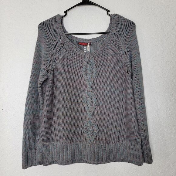 Left On Houston by Anthropologie Gray Teal Cozy Chunky Knit Sweater Size XS - Picture 2 of 6